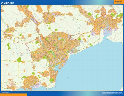 Carte Cardiff plastifiée