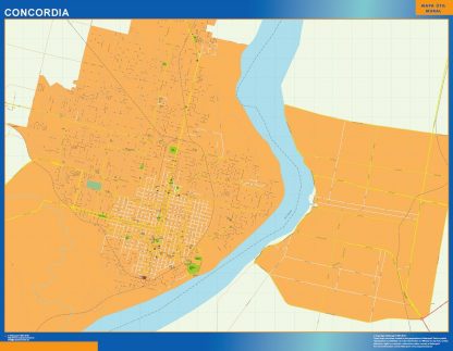 Carte Concordia plastifiée Argentine