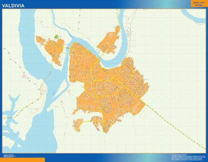 Carte Valdivia plastifiée Chili